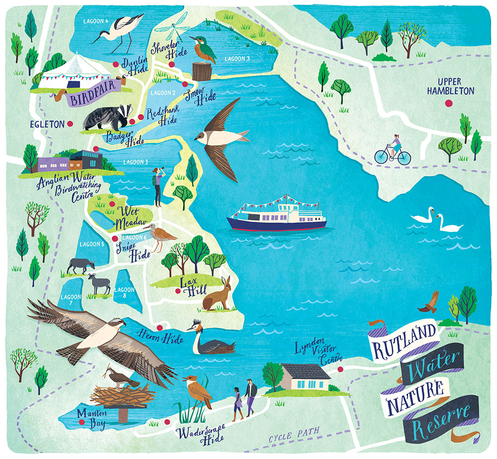 Rutland Nature Reserve Map Sara Mulvanny Illustration